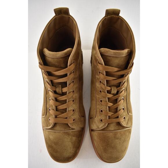 Christian Louboutin Men Louis Orlato Flat Rhea Brown High Top Sneakers 44.5 11.5 - Picture 7 of 11